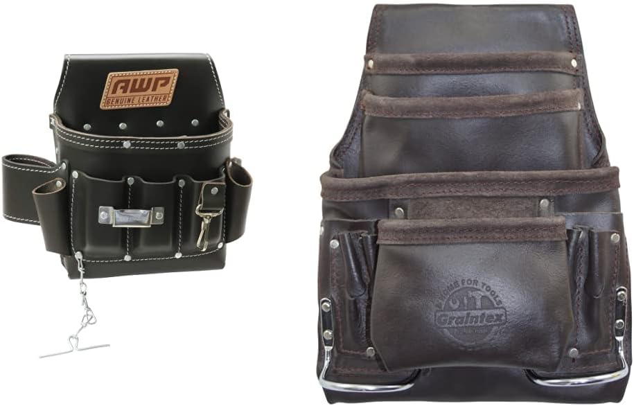 AWP Oil-Tan Leather Electrician Tool Pouch (1LL-526-2) | Graintex 10 Pocket Oil Tanned Leather Tool Pouch