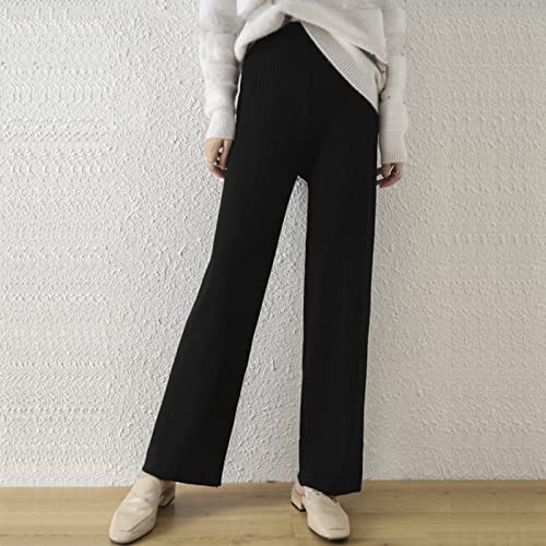 Pantalon large pour femme cadeau de Noël chic en tricot noir