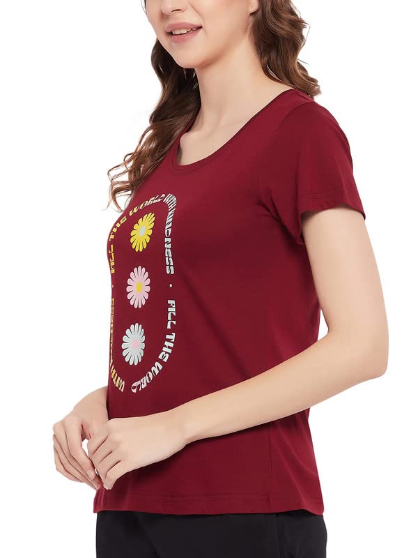 Image of Clovia Women's Cotton Graphic Print Classic Fit Top