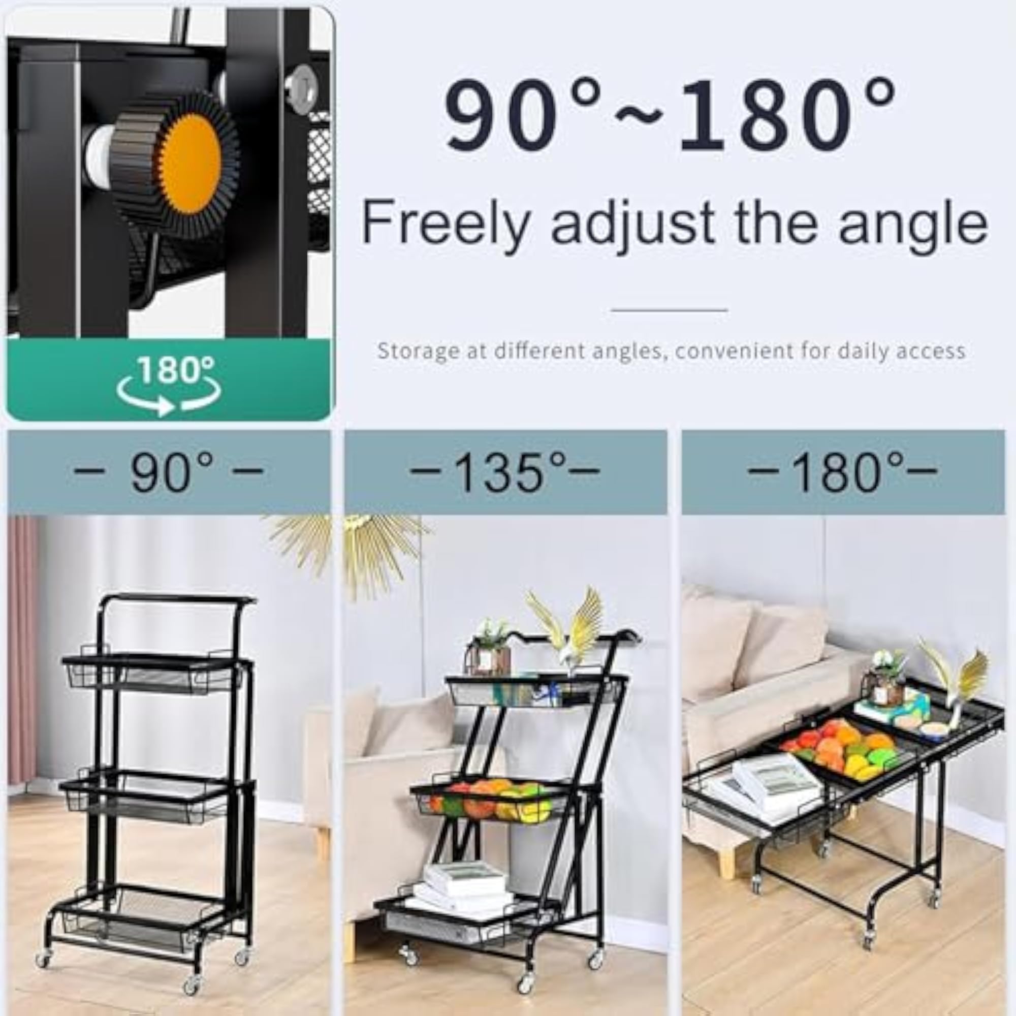 3 Tier Rolling Kitchen Trolley Cart with Wheels