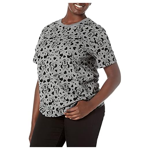 Disney Womens Plus Size T-Shirt Minnie Mouse All Over Print (Heather Grey, 4X)