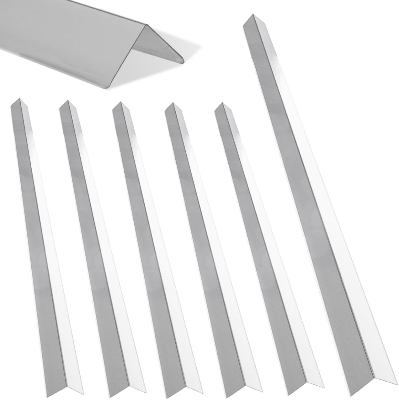 6-Piece Set of Thickened Stainless Steel 90° Wall Corner Guards, Sized 2×2×47.2 inches, Used for Wall Corner Protection and Decoration. (6, Bright Silver) Bright Silver 6