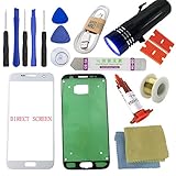 S7 Front Glass Screen Replacement Kit [Direct Screen], Sunmall Front Outer lens Glass Screen Replacement Repair Kit LCD Glass Repair Kit With UV Glue UV Torch For Samsung Galaxy S7 (White)