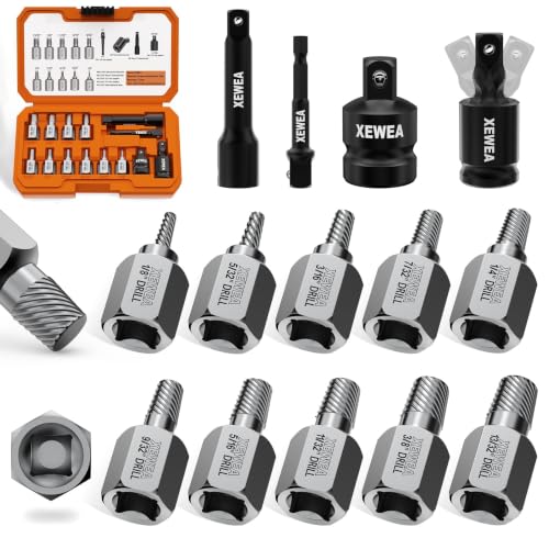 Image of XEWEA 14PCS 3 /8 inch Drive Screw Extractor Set,Multi-Spline Easy Out | Bolt Remover Kit, For Stripped Broken Bolts, Nuts & Screws, Heavy-Duty CR-MO Extraction Tools