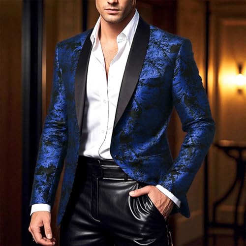 Men's Floral Suit Jacket 1 Button Paisley Tuxedo Blazer Notched Lapel Slim Fit Dress Coat for Mardi Gras Party2