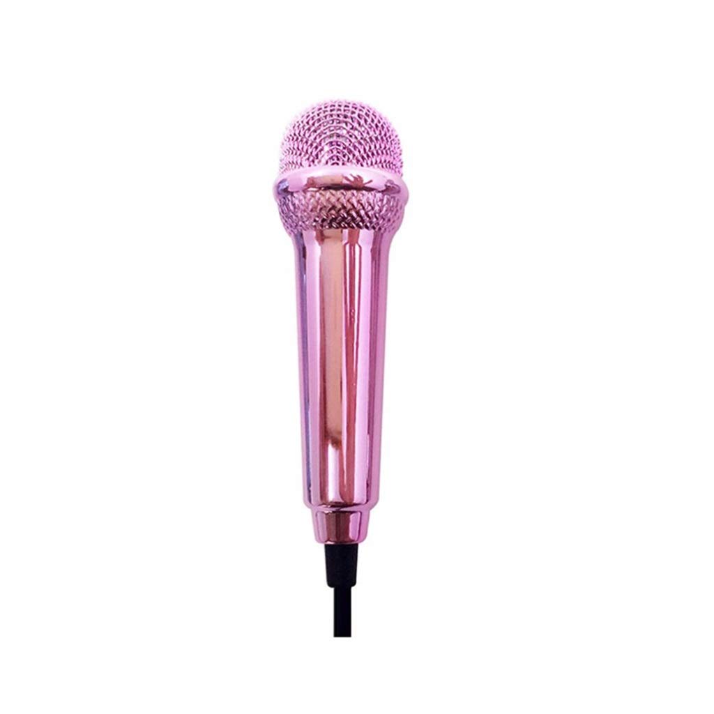 Mini microphone filaire 3,5 mm en alliage d'aluminium rose pour smartphone et pc