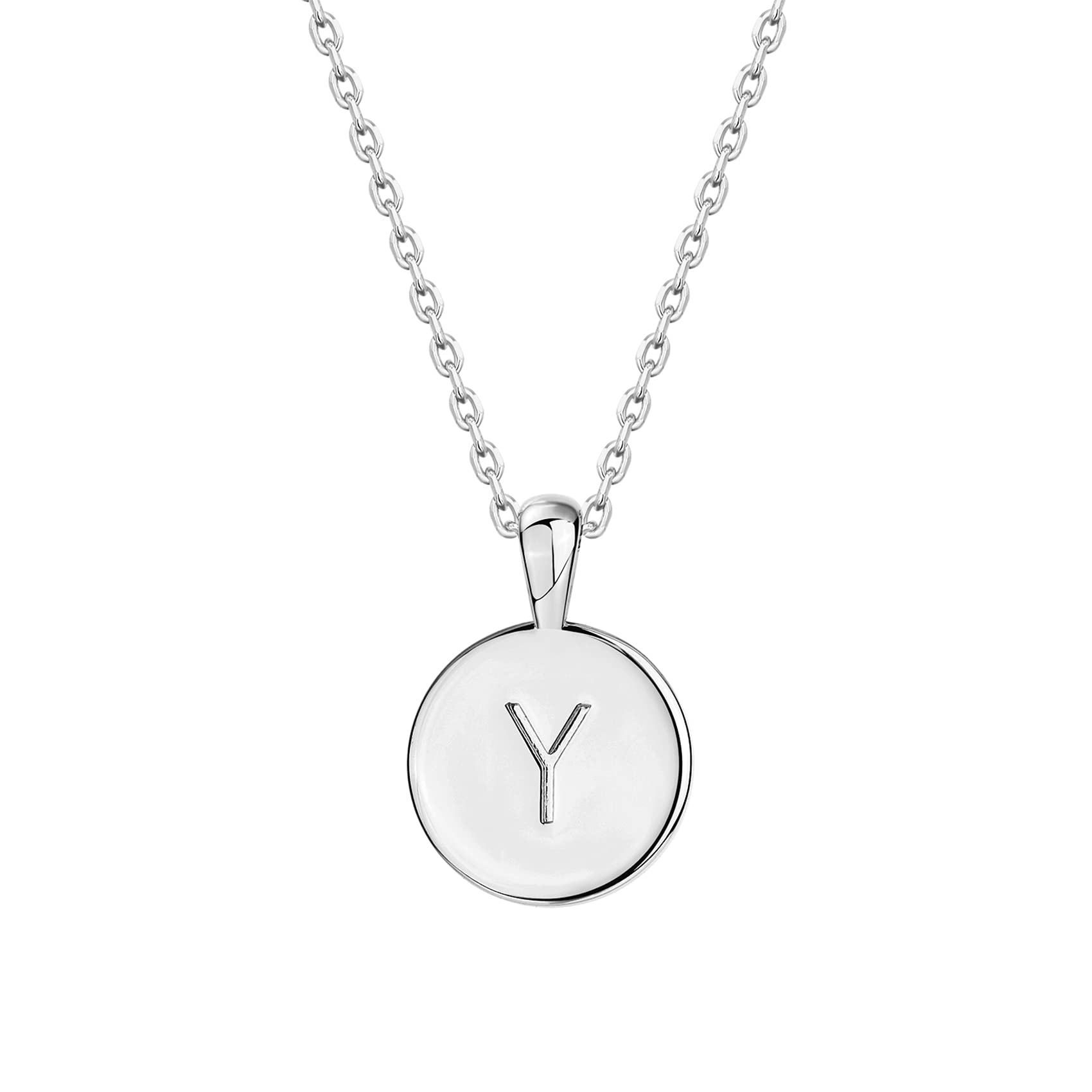 PAVOI14K White Gold Plated Letter Necklace for Women | Gold Initial Necklace for Girls | Letter Y