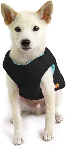 Miniatura 3 de Chaleco acolchado Gooby para perro - Negro sólido, talla M - Chaleco polar cálido con cremallera y doble anillo en D para correa, resistente al