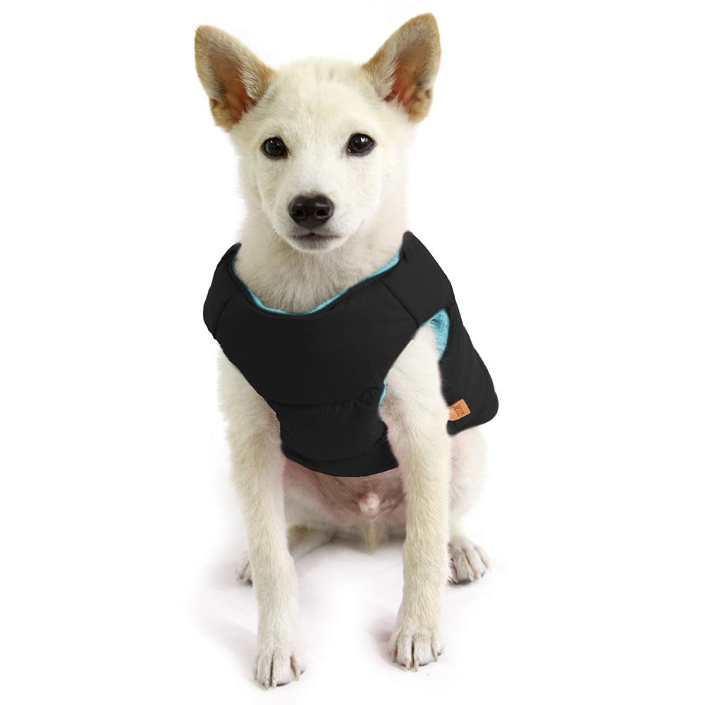 Gooby - Chaleco Acolchado sólido para Perro, Abrigo con Cremallera y Anillo de Lino, Color Liso, Negro, Talla XL