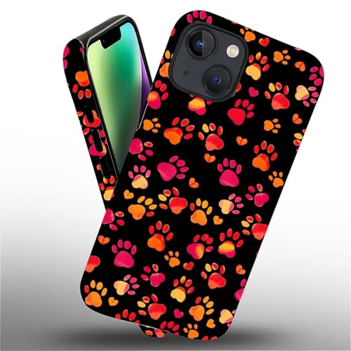 Bvkilrvc Compatible with iPhone 13/iPhone 14 Case, Red Dog Paw Pattern Print Phone Case Funny Liquid Silicone Case Impact Resistant Anti-Scratch Shockproof Protective Cover - image 4