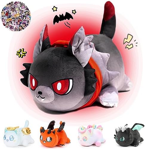 KOWSI® 61-PCS - 11-inches Werewolf Cat Plush + 60-Sticker - Meemaows Popular Cat Plush Collection - 100% Polyester Plushie Pillow Embroidered - Soft Stuffed Animal Collectible (Werewolf Cat)