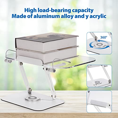 Book Stand For Reading, Kossonia 360° Rotating Base & Page Clips, Adjustable Stand, Multi-Angle Folding Desktop Bookshelf For Displaying Sheet Music, Notebooks, Cookbooks, Textbooks (Acrylic) #TOP5