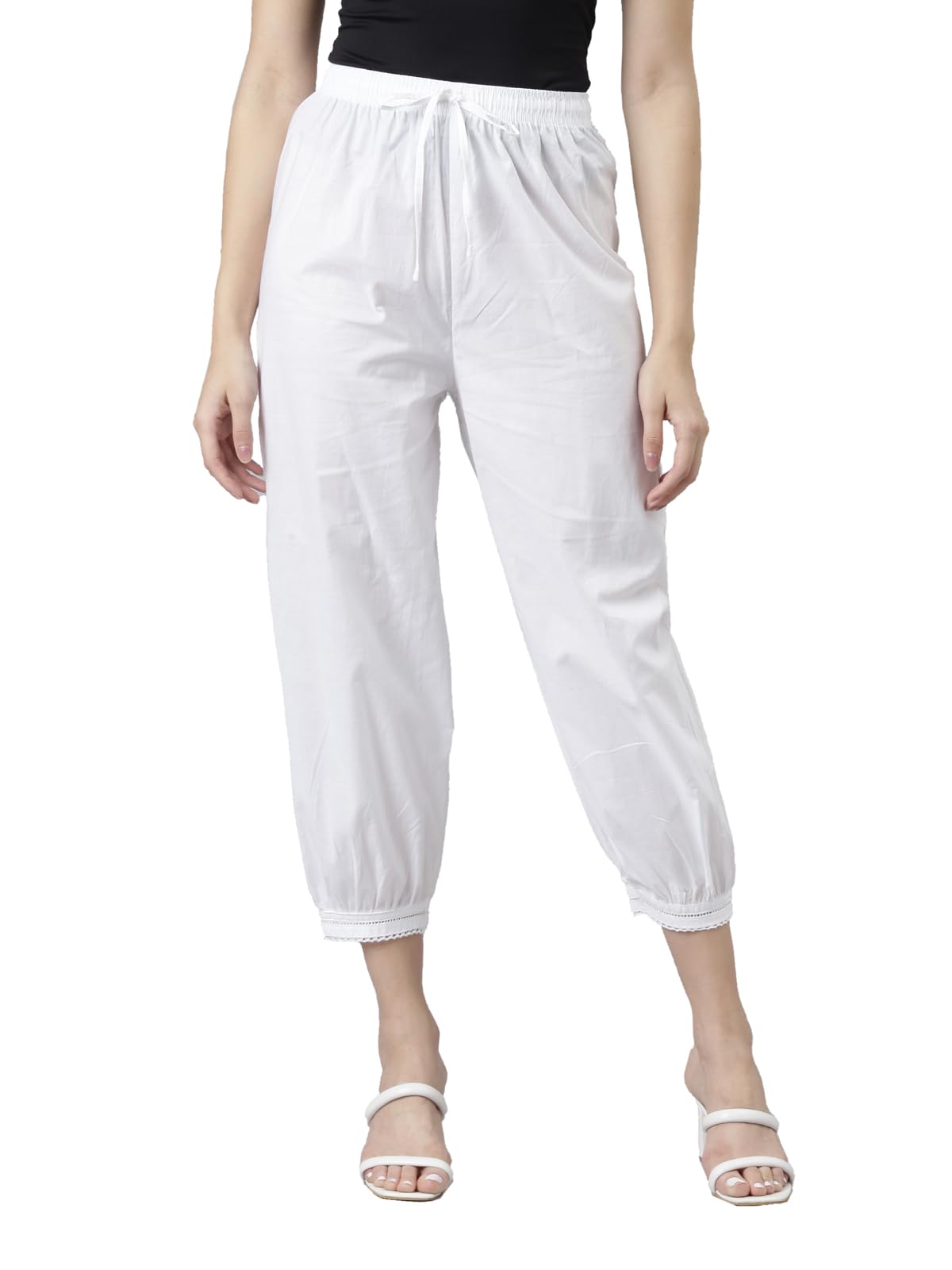 Women's Solid Cotton Cropped Relaxed Fit Salwar