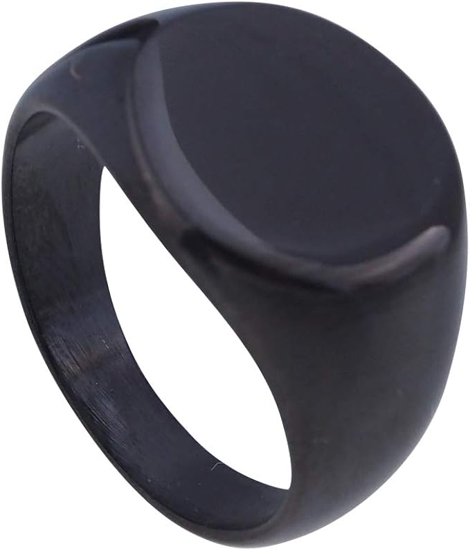 Amazon Abalent アバレント 印台リング ブラック メンズ ピンキーリング ステンレス 印台 リング 黒 指輪 メンズ レディース シンプル ブラックリング ジュエリー 通販