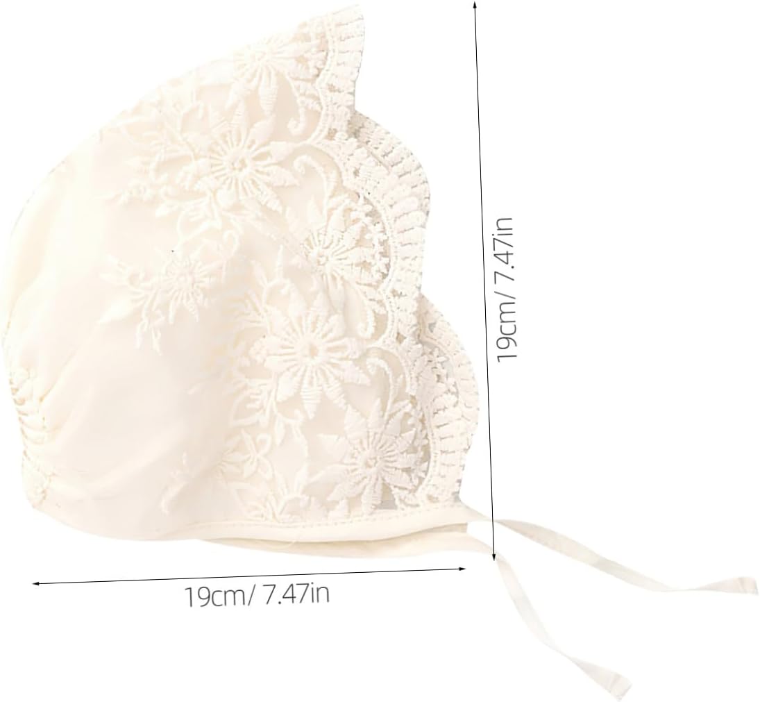 Garneck Summer Baby Bonnets 2pcs Beige Princess Hat Lace Cap for Newborn Girls