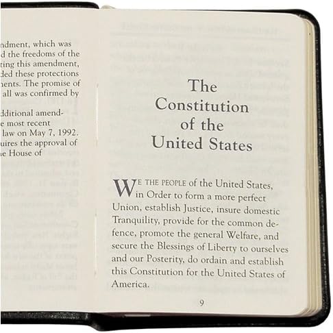 Graphic Image United States Constitution Pocket Edition, Declaration of Independence and Bill of Rights included, Genuine Leather Cover, Made in USA, 2-3/4” X 3-3/4”