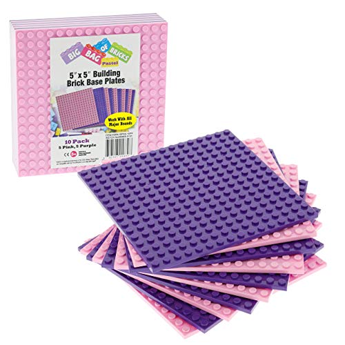 Classic Baseplates for Building Bricks - Set of 10 Pink & Purple 5