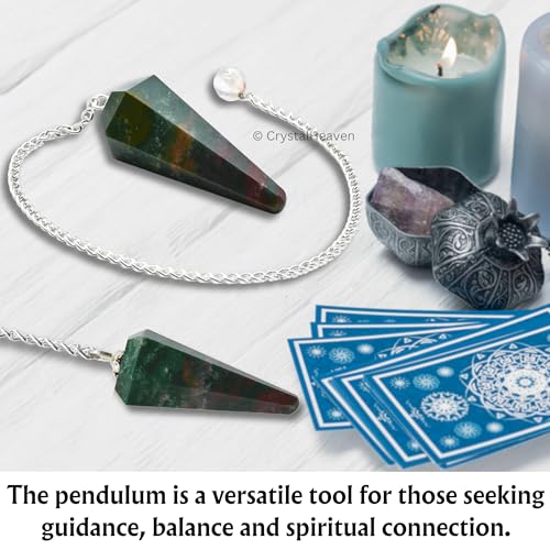 Image of Bloodstone Pendulum Dowsing Tool - Natural Crystal Pendulum for Spiritual Guidance - Premium Dowser Pendulum for Accurate Divination and Energy Healing - Perfect for Energy Healing and Chakra Balancing - Handcrafted with Precision and Elegance