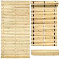Bounabay Badematte Holz Sauna Bodenrost Rollrost Fussmatte aus Bambus 100 x 50 cm, Sauna Türmatte Rollrost Fußmatte, Sauna bodenmatte/badvorleger Holz (100 x 50, Bambusholz, 1, 100 x 50)