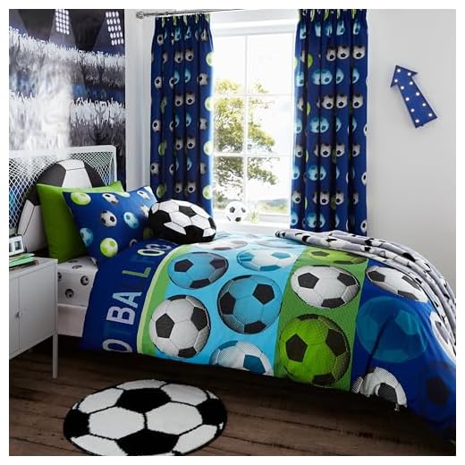 Catherine Lansfield Kids - Juego de funda nórdica (200 x 200 cm), diseño de balones de fútbol, color azul