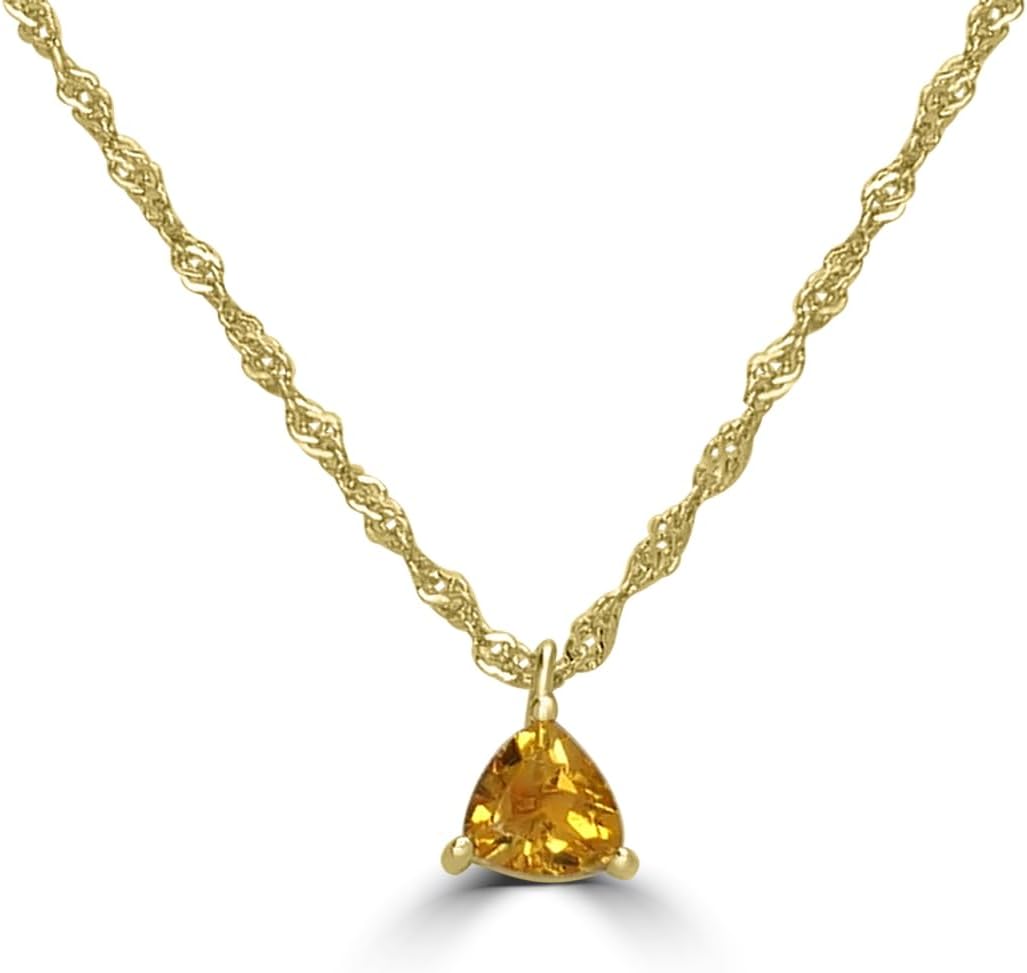 Women 925 Sterling Silver Genuine Double Strand Citrine Gemstone Pendant Necklace and Birthstone Jewelry Gift For Her Birthday | Wedding | Anniversary