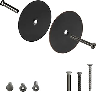 NAUBEA 1 Pack Door Hole Cover Plate, Door Knob/Deadbolt Cover Plate, 2 5/8" Diameter Round, Door Hole Filler Plate, Oil Rubbed Bronze, 1" Threaded Screw, Reinforcer Locks and Doors for Home Security