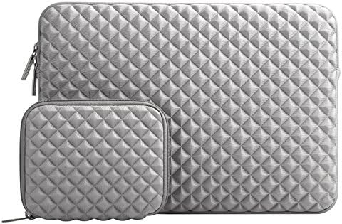 MOSISO Laptop Sleeve Compatible with MacBook Air/Pro, 13-13.3 inch Notebook, Compatible with MacBook Pro 14 inch 2023-2021 A2779 M2 A2442 M1, Diamond Foam Neoprene Bag with Small Case, Gray