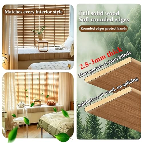 Cortina opaca de madera maciza e interior para ventanas de hogar 4