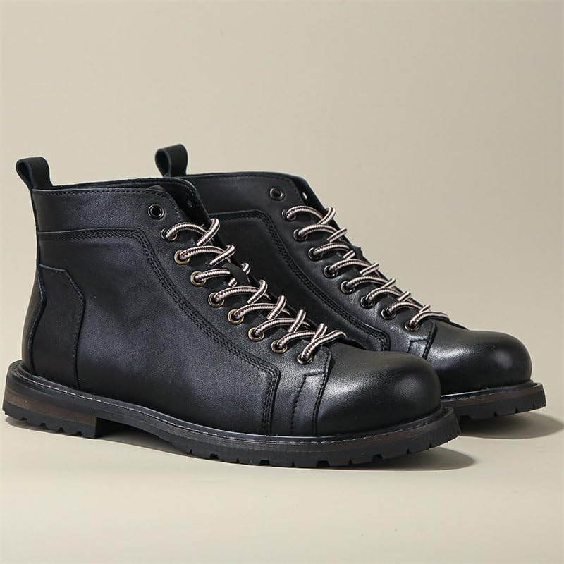 Men's High-top Lace-up Casual Boots Flat Breathable Comfortable Oxford Shoes Leather Inside Suitable for Travel Mountaineering