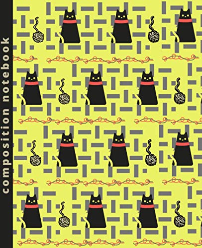 Composition Notebook | College Ruled | 110 Sheets for Back to School, Office or Home: Black Cat Design (Yellow) | Home School Supplies for Students K-12 and College image 2