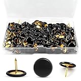 Tadpolez 300 Pcs Chinchetas Negras, Chinchetas Negras Planas Oficina, Tablón de Anuncios, Fotos, Pósteres y Manualidades - Chinchetas Decorativas (10mm, Negro)