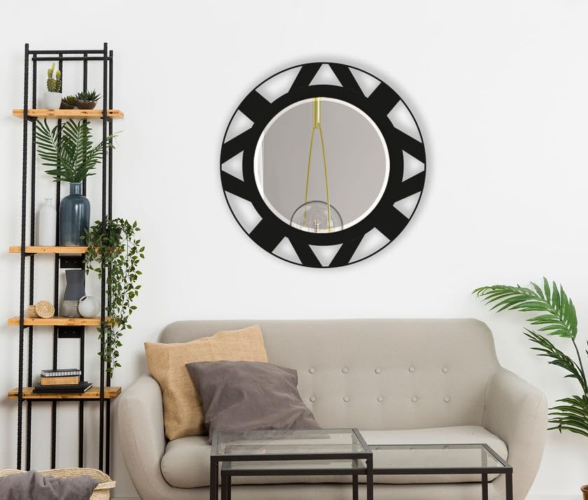 MyPhotostation.com Specchi neri da 45 cm per specchi da parete in metallo da parete, decorazione per la casa, decorazione da parete decorativa da appendere per soggiorno ingresso