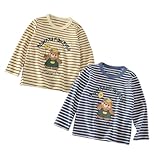 DUDUFUN Unisex Kinder Warmes Langarmshirt 2er-Set Geeignet für den Herbst Winter Frühling Weicher Sehr Komfortabel Verdickende Oberteile Langarm T-Shirt Top,Etiketten:110 Alter:2-3 Jahre