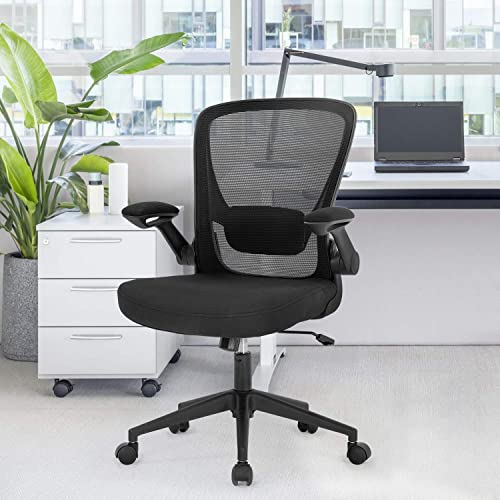 Home Office Chair Ergonomic Desk Chair Mesh Computer Chair Swivel Rolling Executive Task Chair With Lumbar Support Arms Mid Back Adjustable Chair For Men Adults, Black #TOP5