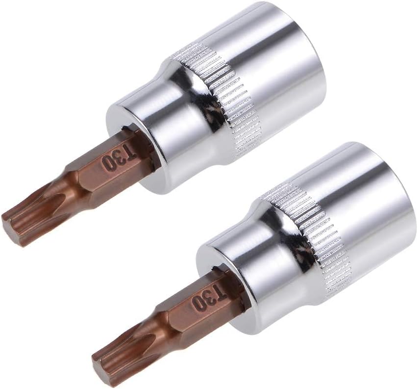 TOP-VIGOR 2Pcs Torx Bit Socket, 3/8" Drive x T30 CR-V Key Socket, Premium S2 Steel Bits, Torx Bit with 48mm Length for Torque Wrench, Ratchet Wrench, Impact Power Drills, Slide Bar