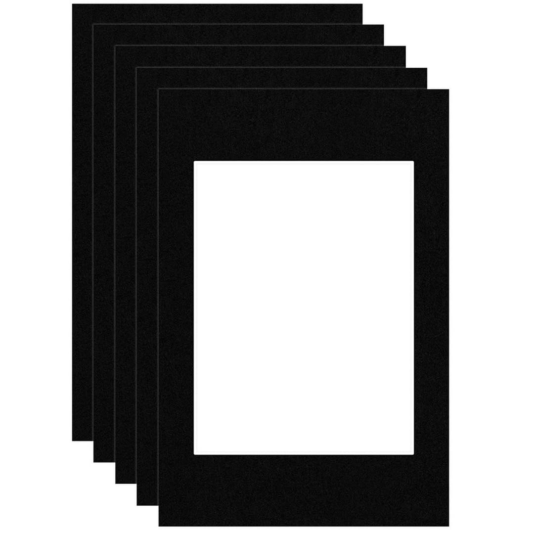 Procut Global 6x4" Black Picture Mounts Board to Fit 4x3" Aperture Size - Photo Mount Card Ideal for Prints, Artwork, Crafts & Certificates - Sizes & Colors Available - Pack of 5 — image 1