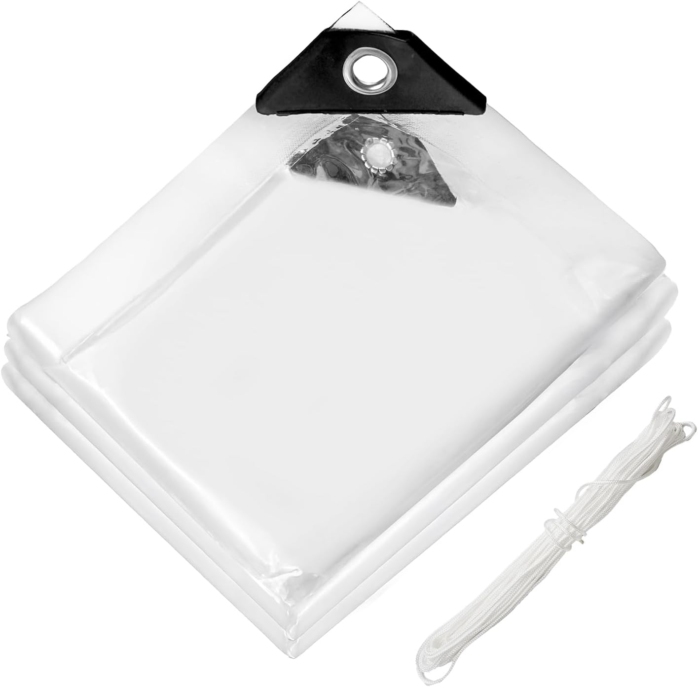 Clear Tarp 12 Mil PVC – 6.5X6.5Ft Heavy Duty Waterproof Clear Plastic Tarp with Grommets, Clear Tarps for Patio, Greenhouse, Outdoor, Camping, Carport