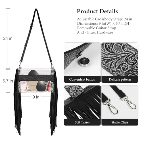 Clear Bag for Stadium Events, Clear Western Purse with Fringe3
