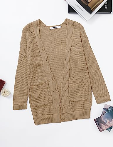 Girls Long Sleeve Cardigan Sweaters Open Front Cable Knit Chunky Cardigans Kids Oversized Cute Outerwear Coat4
