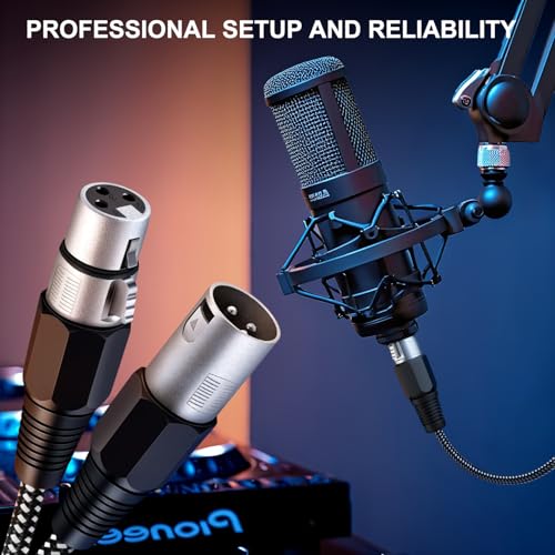 KINXIYU XLR Cable 3 FT/5 Pack, Microphone Cable 3 Pin Nylong Braided Balanced XLR Male to Female Heavy Duty Mic Patch Cords (Pure Copper Conductors)