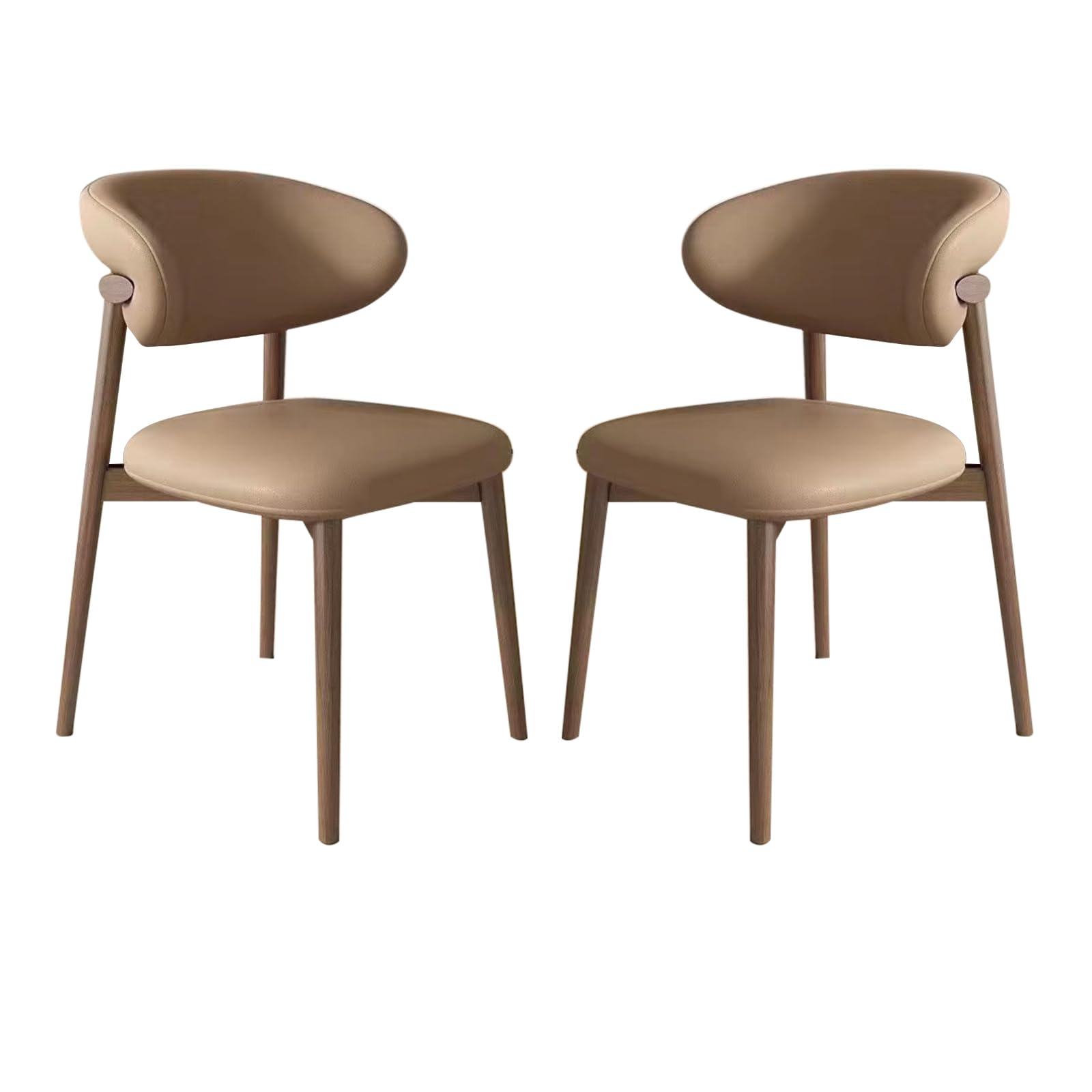 Chaise de salle à manger en tissu rembourré beige lot de 2 élégant 80cm