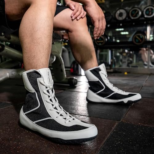 Image of Wrestling Boxing Boots Wide for Men Youth High Top Non-Slip | Comfortable Breathable Lightweight for Competition & Training
