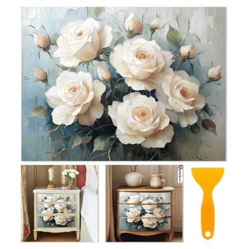 BEUNITONE White Roses Rub-On Transfers