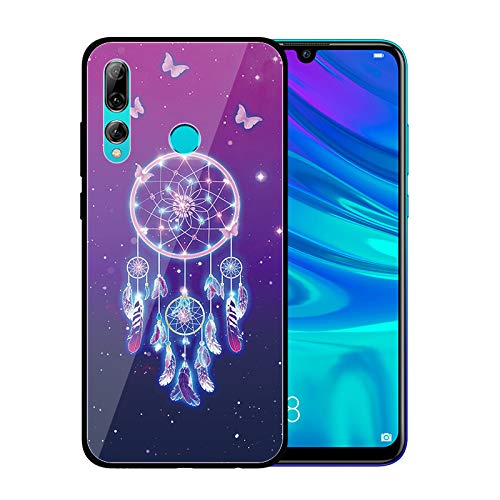 Urhause Tempered Glass Cover Compatible with Huawei Enjoy 9S Case Glossy Mirror Case Ultra Thin Starry Sky Hard Cover Dreamcatcher Tempered Glass + Soft Silicone Skin Cover Bumper Anti-Scratch Cover