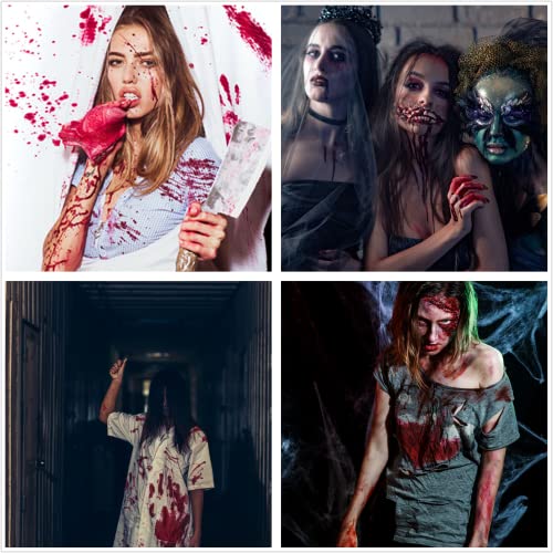 Bobisuka 3Pcs Halloween Fake Blood Makeup Kit - Coagulated Blood 1.41Oz + Fake Blood Spray 1.76Oz + Dripping Blood 1.76Oz, Realistic Washable Special Effects Sfx Makeup Set, For Zombie Vampire Monster Cosplay Mouth Clothes Dress Up #TOP4