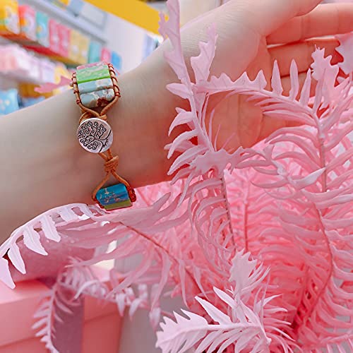 Chakra Wrap Bracelet Handmade Leather Boho Gemstone Jewelry For Women Girls Tree Of Life Healing Yoga Bracelets Weave Adjustable Friendship Gifts Tree #TOP2