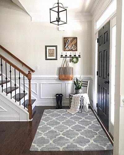 Lahome Moroccan Bedroom Rug - 3’X5’Area Rug Throw Washable Rugs Small Non-Slip Rug Accent Distressed Floor Carpet Rug For Door Mat Entryway Living Room Kitchen Laundry Room Rug Decor (3’ X 5’, Gray) #TOP2