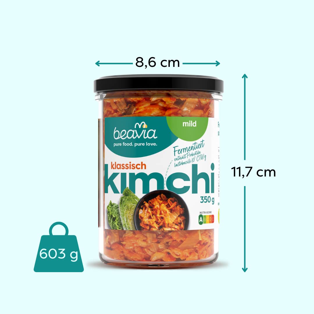 Beavia Kimchi mild - Palette 350g x 216 Stück Original koreanische Geschmack fermentierter Sauerkraut aus Chinakohlsala, Crispy vegan koreanisches Lebensmittel ohne Konservierungsmittel