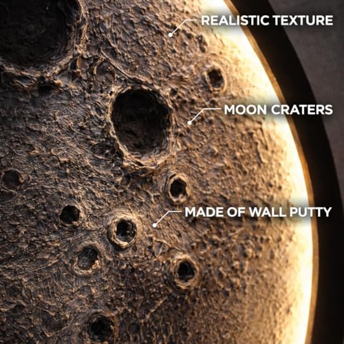 Image of 3D Moon Wall Art with Warm White LED Light | Handmade Textured Moon Wall Decor | Premium Night Ambient Wall Light for Bedroom & Living Room