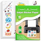 【Compatible avec les Imprimantes Jet d'encre】 Contient 18 feuilles A4 de transparent papier autocollant imprimante, prêtes pour une impression nette et éclatante. Conçu pour la plupart des imprimantes jet d'encre, sans bourrage. (Peut ne pas convenir aux imprimantes laser.)